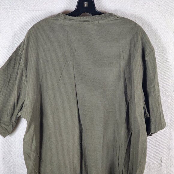 Perry Ellis Green Khaki Ribbed Cotton Rayon Short Sleeve Crew Neck Shirt Size XL - Picture 10 of 16
